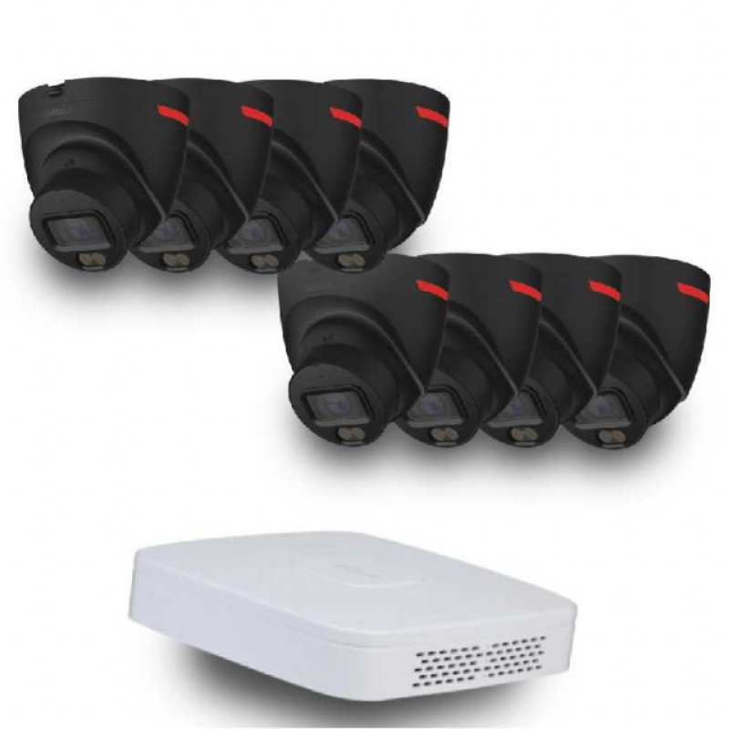 Dahua WizColor Kit - Buy and Try! (8x DH-IPC-HDW2449T-S-PRO-BE +1 x NVR2108-I2)
