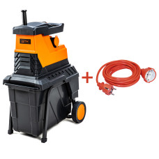 Измельчитель садовый MS2800/45 KIT, 220В, 2800Вт, ветки до 45мм, фреза, контейнер 55л+удлинитель 10м оранж.