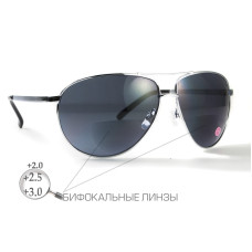 Бифокальные защитные очки Global Vision Aviator Bifocal (+2.0) (gray) серые