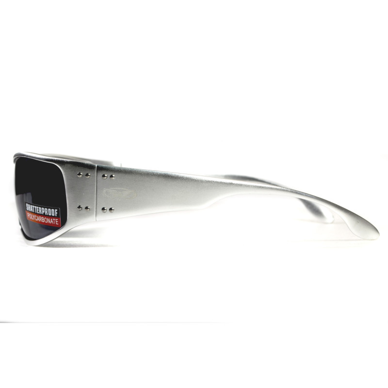 Global Vision Bad-Ass-2 Silver (gray) Protective Glasses, Gray with Silver Metal Frame