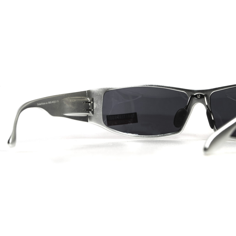 Global Vision Bad-Ass-2 Silver (gray) Protective Glasses, Gray with Silver Metal Frame