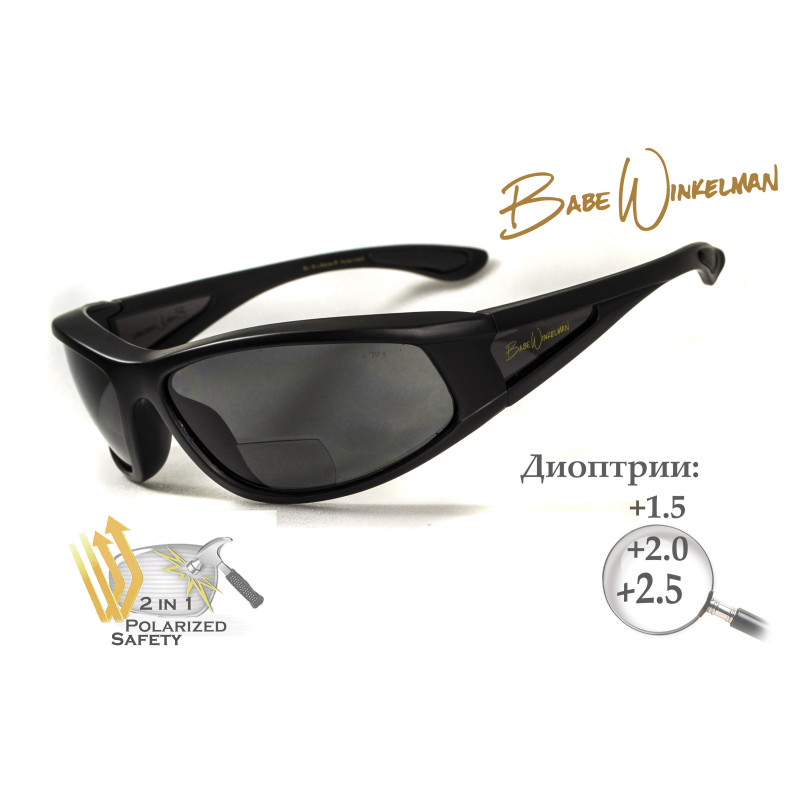 Очки бифокальные поляризационные (защитные) BluWater Winkelman-2 polarized (+2.5 bifocal), (gray) черные