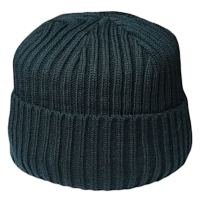 Knitted Beanie with Fleece Band, Blue