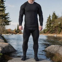DIVING Fleece Thermal Underwear, Black