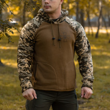 Кофта флісова худі з капюшоном ЗСУ Хрест Койот-MM14, 60