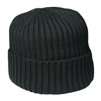 Knitted beanie with fleece lining, black