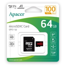 Карта пам'яті MicroSDXC (UHS-1) Apacer 64 GB для запису відео з дрону та SD-адаптером