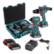 Набір із двох акумуляторних інструментів Konner&Sohnen KS IDISD 20V SET 2 20В дриль ударний, гвинтоверт, швидкий ЗП 2А акб 2х2А·год кейс 5кг
