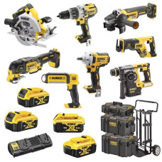 Набір із восьми акумуляторних інструментів DeWALT 18В акб 4х5А·год ЗП 3хВаліза та візок ToughSystem 43.5кг