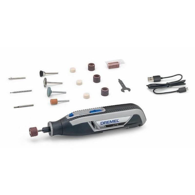Dremel Lite 7760-15 3.6V 1x2Ah 8000-25000rpm Cordless Rotary Tool with 15 Accessories, USB Charger, 195cm Cable, 0.27kg