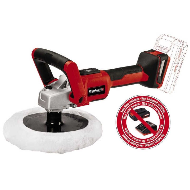 Cordless Polisher Einhell CE-CP 18/180 LI E - Solo 18V 180mm 500-3000rpm 1.48kg without battery and charger