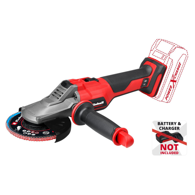 Шліфмашина кутова акумуляторна Einhell Professional TP-AG 18/125 F Li BL - Solo PXC 18В 125мм 8500об/хв плаский редуктор 1.57кг без АКБ та ЗП