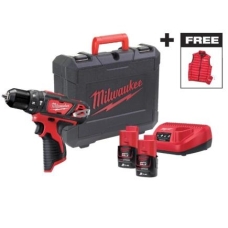 Шурупокрут-дриль акумуляторний Milwaukee M12 BPD-202C 12В 2х2А·год 30Нм 0·1500об/хв ЗП C12C жилет кейс 1.2кг