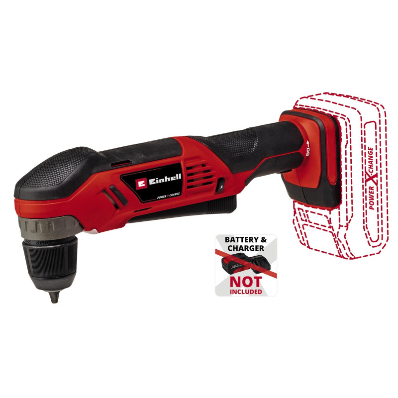 Einhell TE-AD 18 Li - Solo PXC 18V 45Nm 1100rpm 10mm Chuck 1.22kg Cordless Right-Angle Drill without Battery and Charger