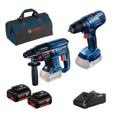 Набір із двох акумуляторних інструментів Bosch Professional 18В перфоратор GBH 180-LI дриль-шурупокрут GSR 180-LI акб 2х4А·год сумка