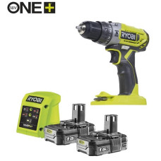 Шурупокрут-дриль ударний акумуляторний Ryobi ONE+ R18PD2-215G 18В 2х1.5А·год ЗП 40Нм 400·1350об/хв 1кг