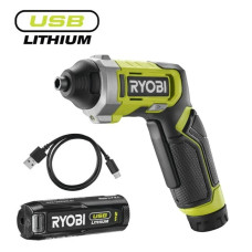 Отвертка аккумуляторная Ryobi USB Lithium RSD4-120T 4В 1х2А·час 5Нм 200об/мин 10 бит 0.31кг кейс