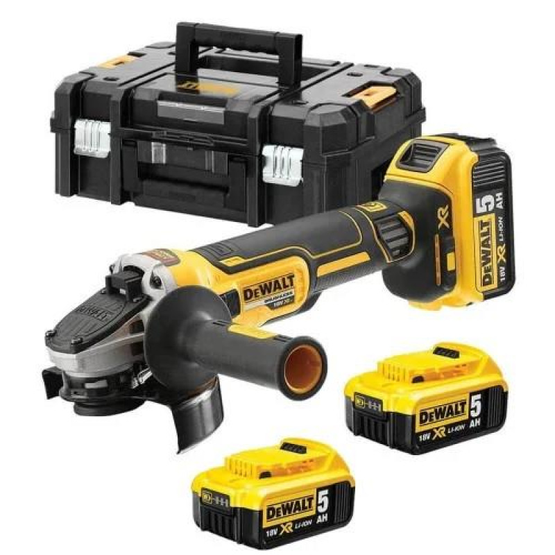 DeWalt XR Li-Ion 18V 125mm 3x5Ah 9000rpm Cordless Angle Grinder with Case 1.74kg