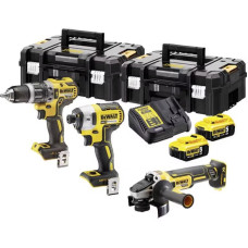 Набір із трьох акумуляторних інструментів DeWALT 18В дриль-шурупокрут ударний DCD796 шурупокрут ударний DCF887 шліфмашина кутова DCG405 акб 2х5А·год ЗП 2хTSTAK