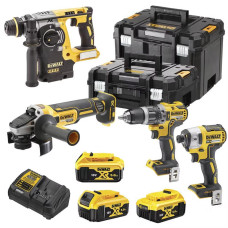 Набір із чотирьох акумуляторних інструментів DeWALT 18В дриль-шурупокрут ударний DCD796 перфоратор SDS-Plus DCH273 шурупокрут ударний DCF887 шліфмашина кутова D
