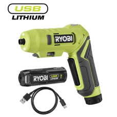 Викрутка акумуляторна Ryobi USB Lithium RSDP4-120G 4В 1х2А·год 5Нм 200об/хв поворотне руків'я 0.35кг