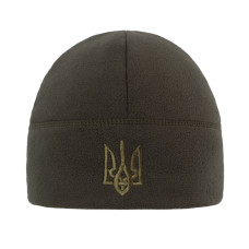 Шапка флісова Без Відвороту З Тризубом Dark olive, Dark olive,