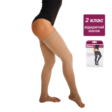 Compression Stockings, Medical, Class 2, Standard (Beige) Vitamed 9230, Open Toe