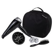 Фен Remington Style Edition, 2200Вт, 3 режими, іоніз-я, хол. обдув, дифузор, гребінець, резинка, кейс, чорно-сірий