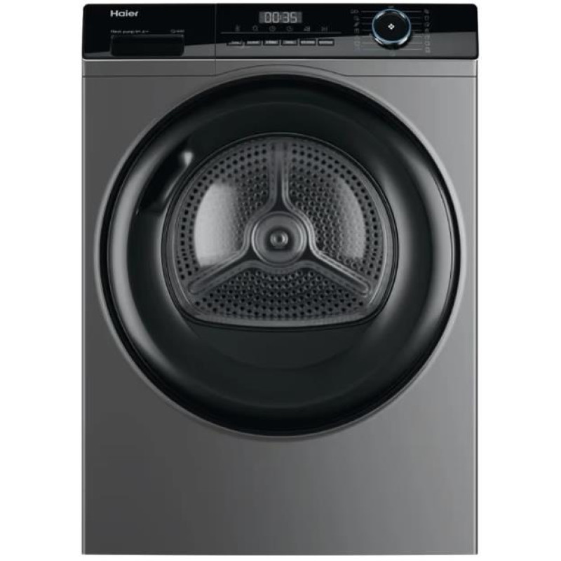 Haier Heat Pump Tumble Dryer, 9kg, A+++, 59.5cm, Display, Steam, Silver