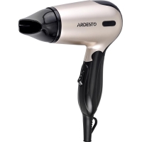 ARDESTO Gemini HD-503T Travel Hair Dryer, 1200W, Folding Handle, 2 Speeds, 2 Temp. Modes, Gold-Black
