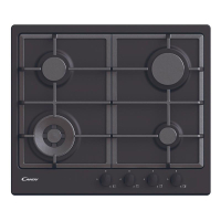 Candy gas hob, 60cm, cast iron, dual-flame burner, black