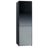 Hitachi Refrigerator with Bottom Freezer, 190x60x65, Fridge-215L, Freezer-115L, 2-Door, A++, NF, Inverter, Zero Zone, Grey Black (Glass)