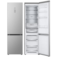 LG refrigerator with bottom freezer, 203x60x68, fridge-277L, freezer-110L, 2-door, E, NF, inv., external display, Fresh Converter, Metal Fresh, silver