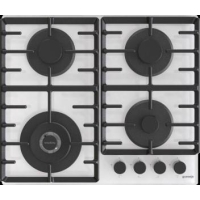 Gorenje Gas Hob on Glass, 60cm, Cast Iron, White