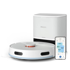 Робот-пилосос Philips Series 2000, h=9.7см, вологе прибирання, конт пил -0.38л, вода -0.3л, автон. робота до 120хв, EPA 11, Wi-Fi, станція самоочищ., білий
