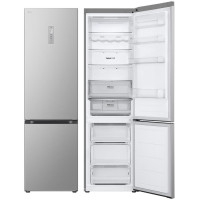 LG refrigerator with bottom freezer, 203x60x68, fridge-277L, freezer-110L, 2-door, E, NF, inv., ext. display, fresh zone, silver