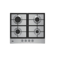 Beko gas hob, 60cm, cast iron, stainless