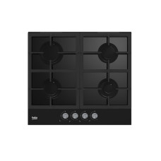 Варочная поверхность Beko газовая на стекле, 60см, чугун, черный