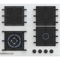 Bosch Gas Cooktop on Glass, 60cm, Cast Iron, White
