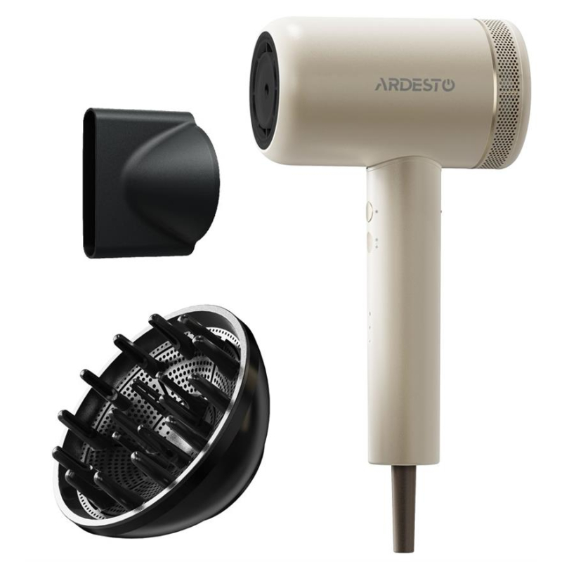 Hair Dryer ARDESTO Pearl Cream HD-Y702PERL, 1500-1800W, 3 Speeds, 3 Temp. Modes, Magnetic Nozzles, Beige