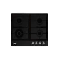 Beko gas hob, 60cm, cast iron, black