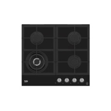 Варочная поверхность Beko газовая на стекле, 60см, чугун, черный