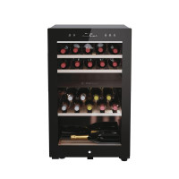 Haier Wine Refrigerator, 82x49.7x58.5, fridge comp.-106L, zones - 2, bottles-42, ST, display, black