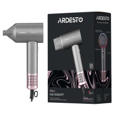 Фен ARDESTO Pink Touch, 1600Вт, 2 швидкості, 3темп.режими, іонізація, дифузор, магнітні насадки, сірий+рожевий