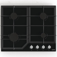 Gorenje GKTW642SYB Gas Hob on Glass, 60cm, Cast Iron, Black