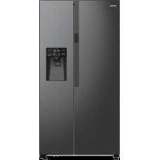 Холодильник SBS Gorenje, 179х70х92см, 2 двері, 376(190)л, А++, NF+, Інв., Зона св-ті, диспенсер, генератор льоду, Зовн. Диспл, чорний