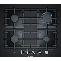 Bosch gas hob on glass, 60cm, cast iron, black