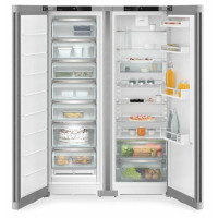 Liebherr SBS Refrigerator, 185.5x119.4x67.5, fridge-398L, freezer-271L, 2-door, F, NF, internal display, grey