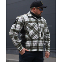 FCT Tactical Military Flannel Shirt, Black/White Plaid (Size 1)