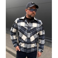 FCT Tactical Military Flannel Shirt, Blue-White Plaid (Item 14)